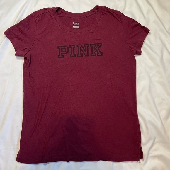 PINK Victoria's Secret Tops - Pink size medium burgundy shirt sleeve t-shirt